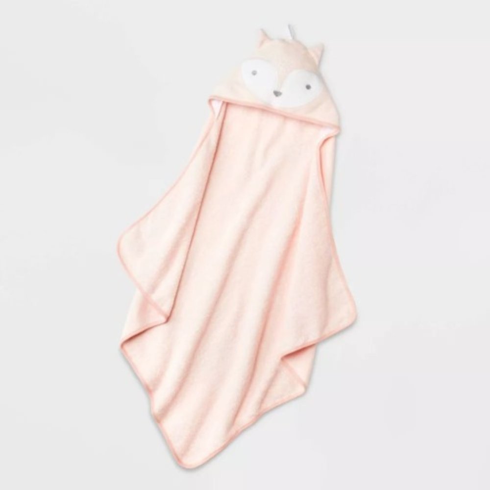 NEW Cloud Island Baby Fox Pink Hooded Bath Towel Cotton 30"x30" Infant One Size